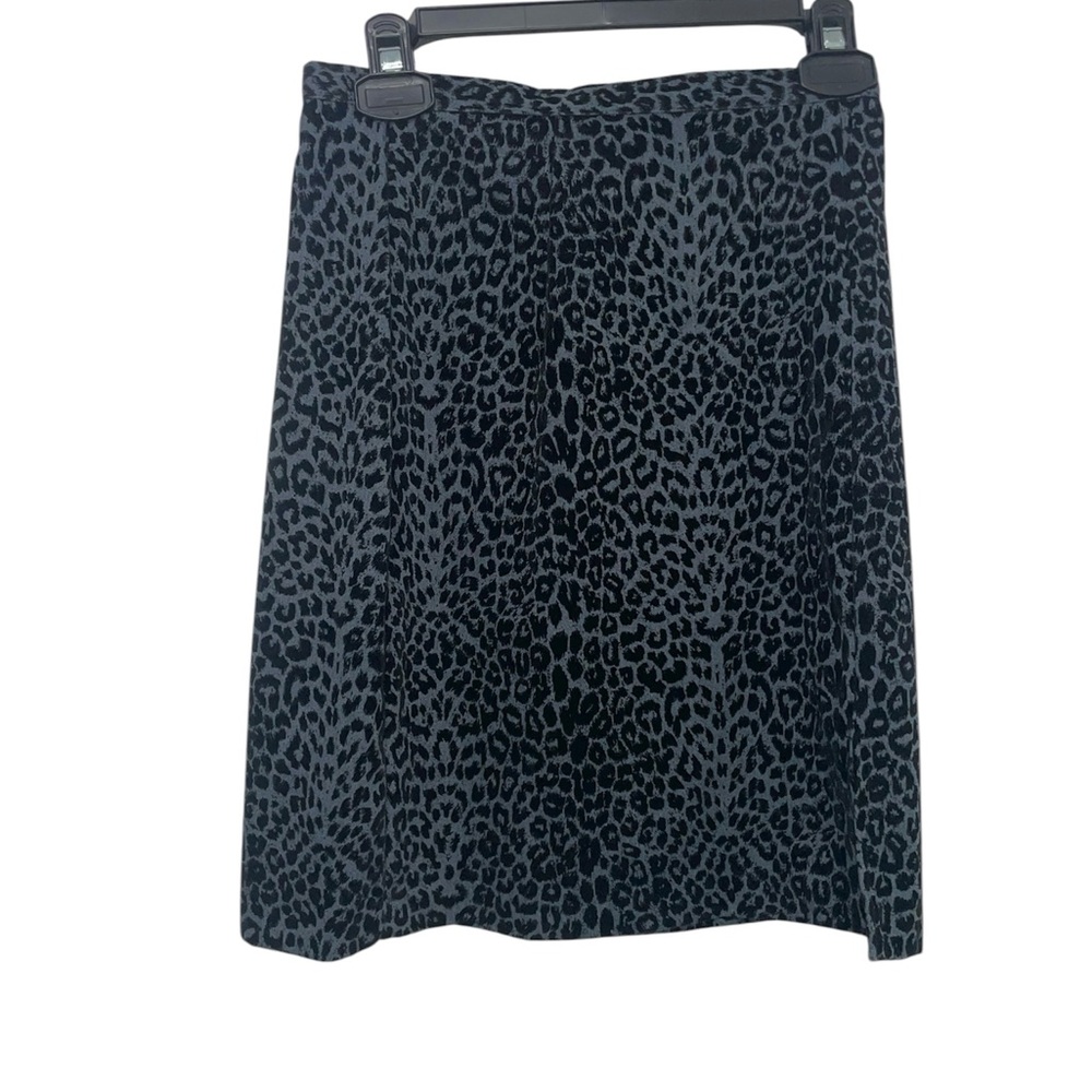 Vintage Rikki J Navy and Black Leopard Print Mini Skirt Womens 6